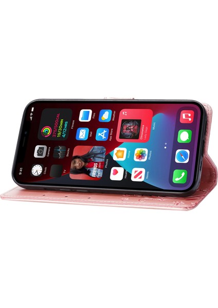 Iphone 14 Pro Telefon Kılıfı Için 6.1 Inç Baskılı Kelebekler Tam Koruma Pu Deri Cüzdan Kapak Stand Strap-Rose Altın (Yurt Dışından)