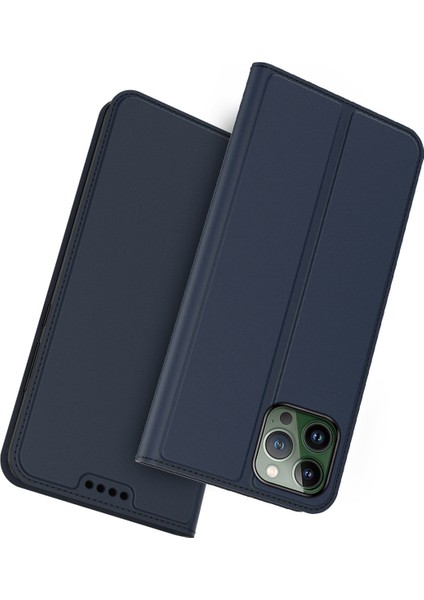 Iphone 14 Pro Fone Case Pu Deri Kart Yuvası Stand Gizli Manyetik Emilim Şok Geçirmez Koruyucu Kapak-Mavi (Yurt Dışından)
