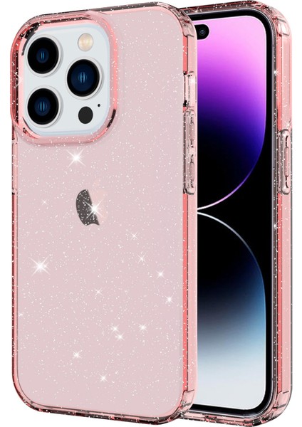 Iphone 14 Pro Glitter Powder Decor Tpu Kasa Telefon Droap Drap-Drap Slack Karşı Kaplama Kapak Pınk (Yurt Dışından)