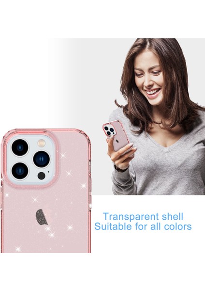 Iphone 14 Pro Glitter Powder Decor Tpu Kasa Telefon Droap Drap-Drap Slack Karşı Kaplama Kapak Pınk (Yurt Dışından) modelleri