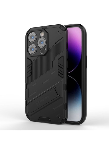 Iphone 14 Pro Telefon Kılıfı 6.1 Inç Hibrid Kickstand Hard Pc Yumuşak Tpu Şok Geçirmez Koruyucu Kapak-Siyah (Yurt Dışından)