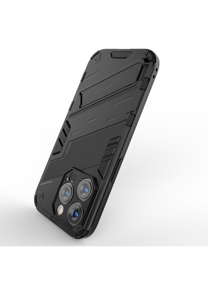 Iphone 14 Pro Telefon Kılıfı 6.1 Inç Hibrid Kickstand Hard Pc Yumuşak Tpu Şok Geçirmez Koruyucu Kapak-Siyah (Yurt Dışından)