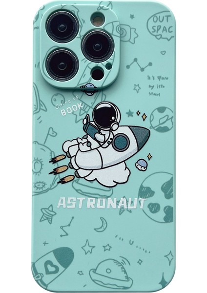 Iphone 14 Pro Astronot Deseni Için Tpu Telefon Kılıfı Bırak-Kötü Akıllı Telefon Arka Kapak Yeşil (Yurt Dışından)