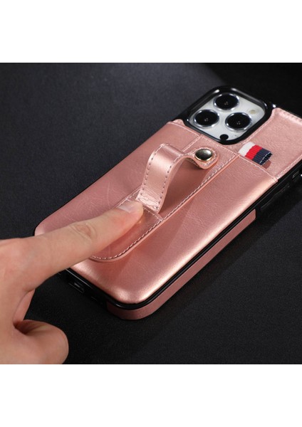 Iphone 14 Pro Telefon Kılıfı Için 6.1 Inç Tehlike Karşıtı Telefon Kabuk Yuvası Kickstand El Kavrama Kayışı Tasarımı Hassas Kesim Pu Deri+Tpu Kasa Rose Gold (Yurt Dışından) fiyatları