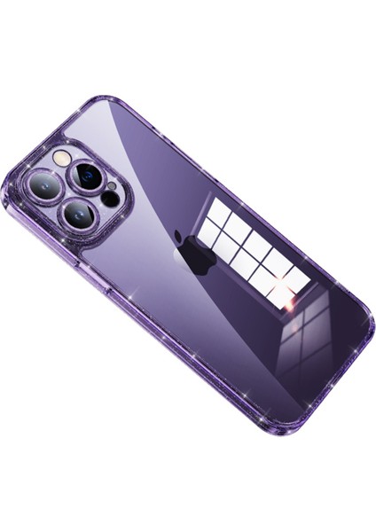 Iphone 14 Pro Fone Case Temperli Cam Geri Kılıf Glitter Tpu Çerçeve Elektrapan Telefon Kapağı Lens Koruyucu-Doğru (Yurt Dışından)