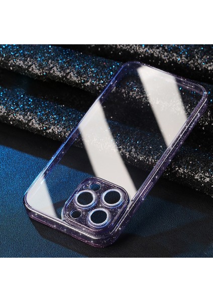 Iphone 14 Pro Fone Case Temperli Cam Geri Kılıf Glitter Tpu Çerçeve Elektrapan Telefon Kapağı Lens Koruyucu-Doğru (Yurt Dışından)