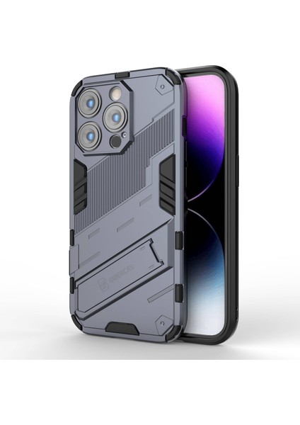 Iphone 14 Pro Telefon Kılıfı 6.1 Inç Hibrid Kickstand Hard Pc Yumuşak Tpu Şok Geçirmez Koruyucu Kapak-Karanlık-Mavi (Yurt Dışından)