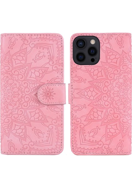 Iphone 14 Pro Telefon Kılıfı Için 6.1 Inç Çiçek Telefon Flip Kapak Cüzdan Tasarım Buzağı Doku Deri Kapak Stand-Pink ile (Yurt Dışından)