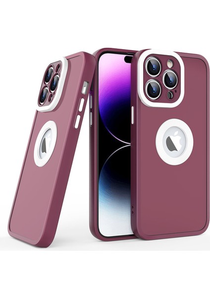 Iphone 14 Pro Telefon Kılıfı Koruyucu Kılıf Için Cilt Touch Ince Kılıf Yumuşak Tpu Pc Telefon Kapağı (Round Hollow Show Phone &#39; S Logosu) -Dark Kırmızı (Yurt Dışından)