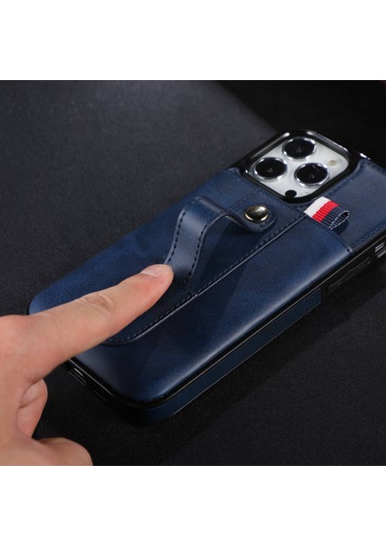 Iphone 14 Pro Telefon Kılıfı 6.1 Inç Tavuk Anti Tele Kabuk Yuvası Kickstand El Kavrama Kayışı Tasarımı Hassas Kesim Pu Deri+Tpu Kasa Mavisi (Yurt Dışından) fiyatları