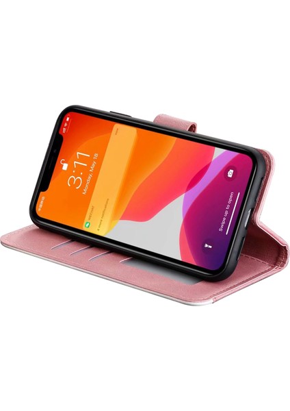 Iphone 14 Pro Telefon Kılıfı Için 6.1 Inç Ekleme Dikişli Deri Deri Deri Deri Stand Folio Flip Anti-Drop Anti-Çizelge Anti-Claps Cover-Pink (Yurt Dışından) modelleri