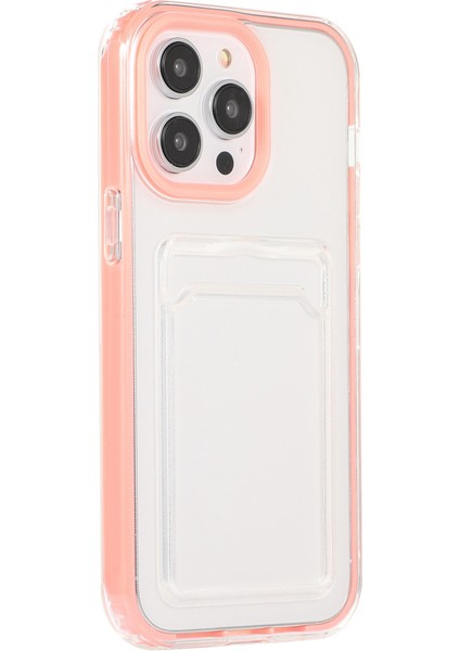 Iphone 14 Pro 6.1 Inç Şeffaf Arka Kapak Kartı Yuvası Işlevi Yumuşak Tpu Telefon Kabuğu Vaka-Pembe (Yurt Dışından)