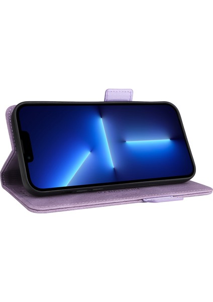 Iphone 14 Pro Telefon Kılıfı Için 6.1 Inç Pu Deri Şok Geçirmez Donanım Tasarım Standı Stand Anti-Çizik Folio Flip Kapak-Mor (Yurt Dışından) modelleri