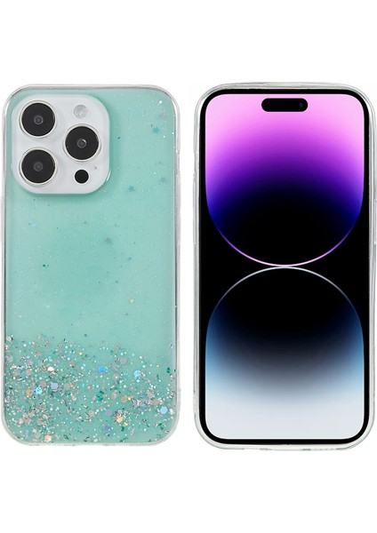 Iphone 14 Pro Fone Case Starry Sky Epoxy Mobil Kapak Yumuşak Tpu Şok Geçirmez Anti-Sracratch Sparkle Kapak-Cover (Yurt Dışından)