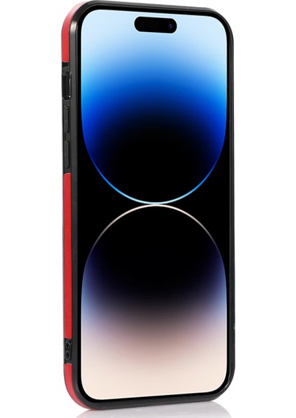 Iphone 14 Pro Telefon Vaka Cep Telefonu Kapağı 6.1 Inç Pu Deri+Tpu Nakit Para Kart Tutucu Kickstand Omuz Askılı Kırmızısı (Yurt Dışından)