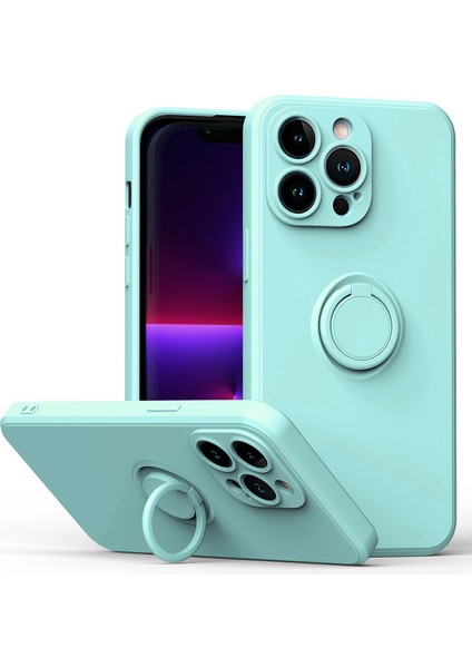 Iphone 14 Pro Telefon Kılıfı 6.1 Inç Yüzük Tutucu Kickstand Submstand Kickstand Telefon Tpu Kılıf Araba Montajı Metal Sayfası Koruyucu Kapak Işık Mavi (Yurt Dışından)