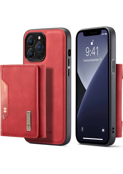 Iphone 14 Pro Telefon Kılıfı Için 6.1 Inç Çizik Dirençli Manyetik Emilim Kickstand Tasarımı Mobil Kapak Çıkarılabilir Cüzdan-Kırmızı ile (Yurt Dışından)