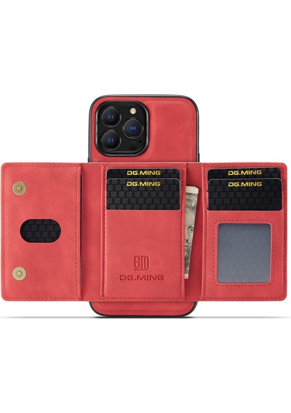 Iphone 14 Pro Telefon Kılıfı Için 6.1 Inç Çizik Dirençli Manyetik Emilim Kickstand Tasarımı Mobil Kapak Çıkarılabilir Cüzdan-Kırmızı ile (Yurt Dışından) fiyatları