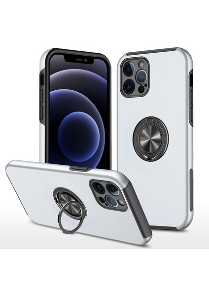 Iphone 14 Pro Telefon Kılıfı 6.1 Inç Sert Pc+Yumuşak Tpu Iyi Korunmuş Giyim Karşıtı Kılıf Aracı Montaj Kickstand Anti-Drop Telefon Kabuğu Kapak Silver (Yurt Dışından)