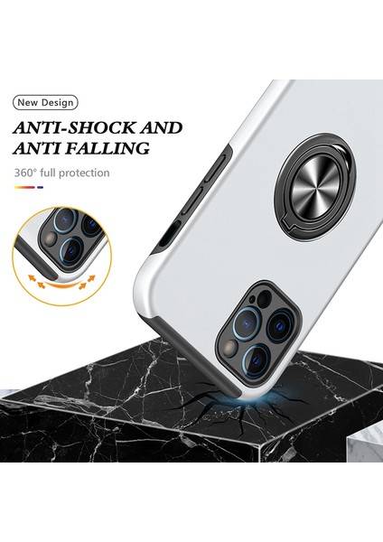 Iphone 14 Pro Telefon Kılıfı 6.1 Inç Sert Pc+Yumuşak Tpu Iyi Korunmuş Giyim Karşıtı Kılıf Aracı Montaj Kickstand Anti-Drop Telefon Kabuğu Kapak Silver (Yurt Dışından) modelleri