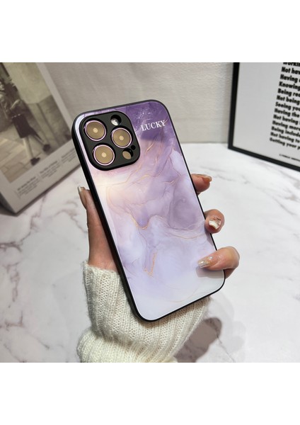 Iphone 14 Pro Gold Folyo Sabit Cam+Tpu Telefon Kapağı Mürekkep Yıkama Boyama Tasarım Cep Telefonu Kılıf Ilanı (Yurt Dışından)