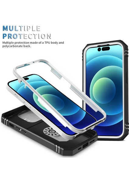 Iphone 14 Pro Telefon Kılıfı Için 6.1 Inç Aşınmaya Dayanıklı Pc+Tpu Sürgülü Kamera Lens Kickstand/kart Yuvası-Beyaz/siyah ile Şok Önleme Kılıfı (Yurt Dışından) fırsatları