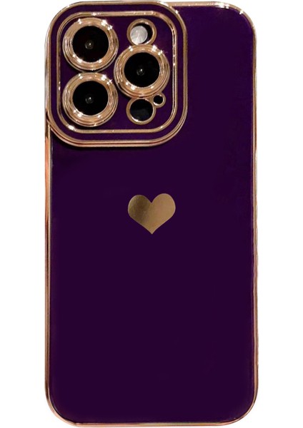 Iphone 14 Pro Telefon Kapağı 6d Elektrokaplatma Tarafı Aşk Kalp Yumuşak Tpu Telefon Case-Dark Mor (Yurt Dışından)