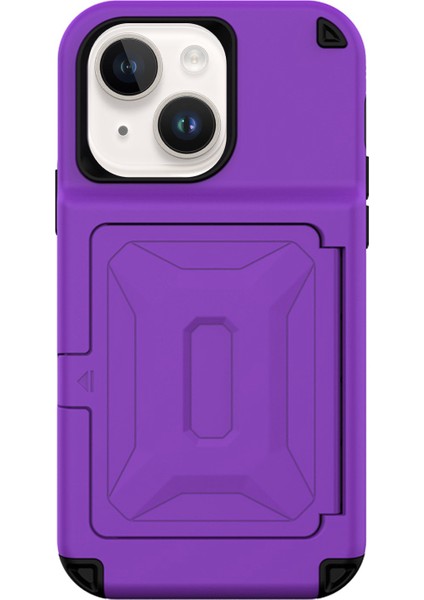 Iphone 14 Ayna Fonksiyon Kartı Tutucu Pc+Tpu Kalınlaştırılmış Hibrit Kapak Morası Için Kickstand Telefon Kılıfı (Yurt Dışından)