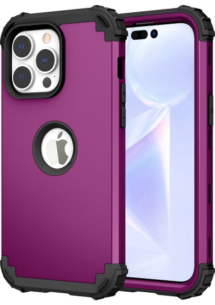 Iphone 14 Pro Telefon Kılıfı Için 6.1 Inç 3'ü 1 Arada Silikon+Pc Hibrid Kapak Tıkan Köşeler Tasarlama Cep Telefonu Geri Kılıf Vaka-Doğru (Yurt Dışından)