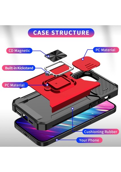 Iphone 14 Pro Telefon Kılıfı 6.1 Inç Kart Yuvası Tasarımı Sert Pc Yumuşak Tpu Hibrit Slayt Kamera Lens Kapak Tasarım Kickstand Sırt Kapak Gül Altın (Yurt Dışından)