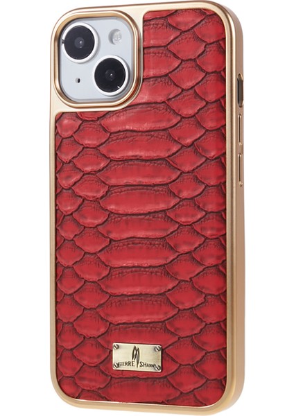 Iphone 14 Telefon Kasası Için Python Doku Pu Deri Kaplı Tpu Telefon Geri Kasa Elektrofüze Anti-Düşme Anti-Çizik Kapak Kırmızısı (Yurt Dışından)