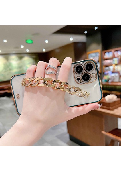 Iphone 14 Pro Çift Renkli Elektrokaplatma Anti-Çizelge Kapağı El Zinciri Kırmızısı ile Tpu Koruyucu Kılıf (Yurt Dışından)