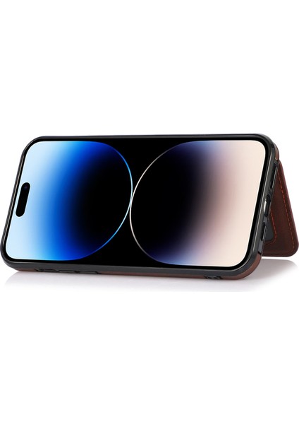 Iphone 14 Pro Telefon Kılıfı 6.1 Inç Kickstand Card Tasarım Telefon Kapağı Pu Derisi+Tpu Manyetik Araba Montajı Metal Kavura (Yurt Dışından) modelleri
