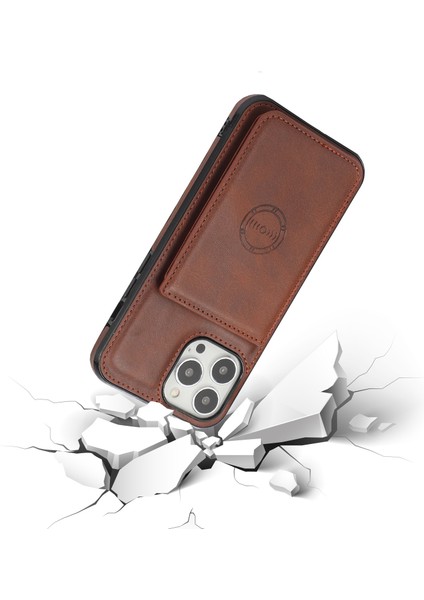 Iphone 14 Pro Telefon Kılıfı 6.1 Inç Kickstand Card Tasarım Telefon Kapağı Pu Derisi+Tpu Manyetik Araba Montajı Metal Kavura (Yurt Dışından) fırsatları
