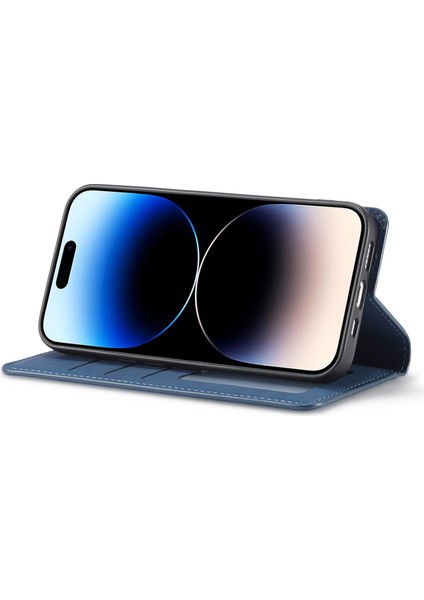 Iphone 14 Pro Telefon Kapağı Stand Stand Cüzdan Deri Anti-Shock Flip Telefon Kılıfı Mavisi (Yurt Dışından)