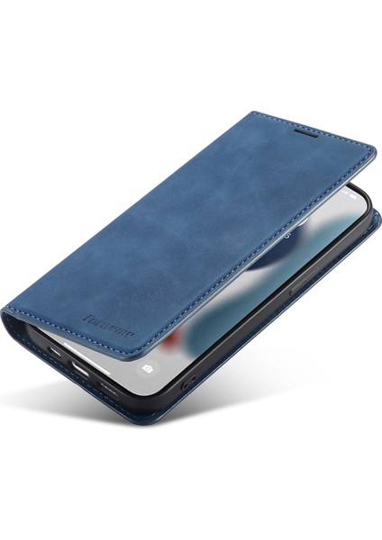 Iphone 14 Pro Telefon Kapağı Stand Stand Cüzdan Deri Anti-Shock Flip Telefon Kılıfı Mavisi (Yurt Dışından)