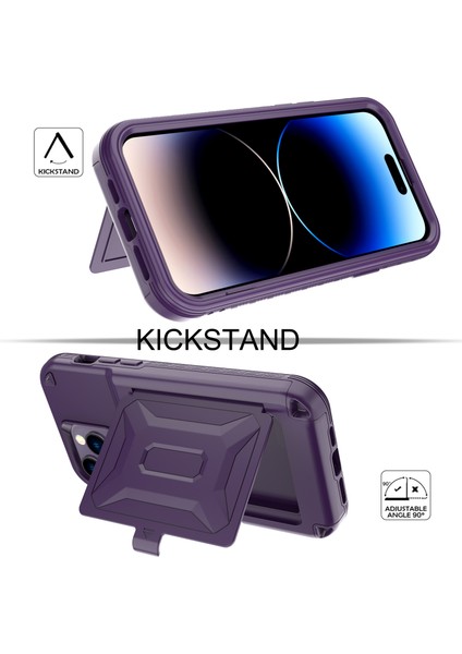Iphone 14 Pro Kickstand Pc+Tpu Kasası Kasası Fonksiyon Kartı Tutucu Kılave Telefonu Kapak Işık Mor Mor (Yurt Dışından) fırsatları