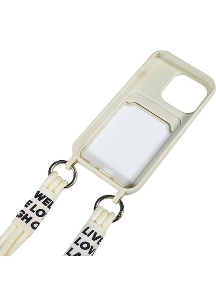 Iphone 14 Pro Drop Anti-Drop Sıvı Silikon Telefon Kapağı Kart Yuvası Strap-Bej (Yurt Dışından)