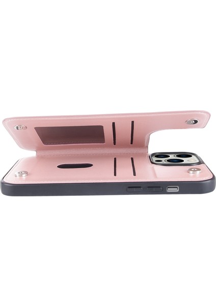 Iphone 14 Pro Pu Deri Kaplamalı Tpu Şok Geçirmez Telefon Kapak Çizgi Altın Için Kart Tutucu Kılıf (Yurt Dışından)