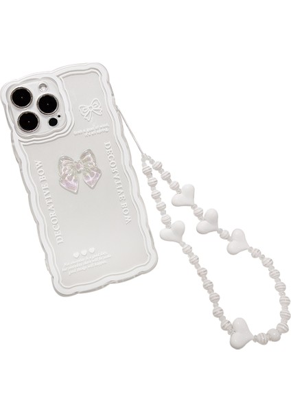 Iphone 14 Pro Crystal Clear Tpu Telefon Kapağı Bowknot Dekor Telefon Kılıfı Kılıflı Bilek Kayışı (Yurt Dışından)