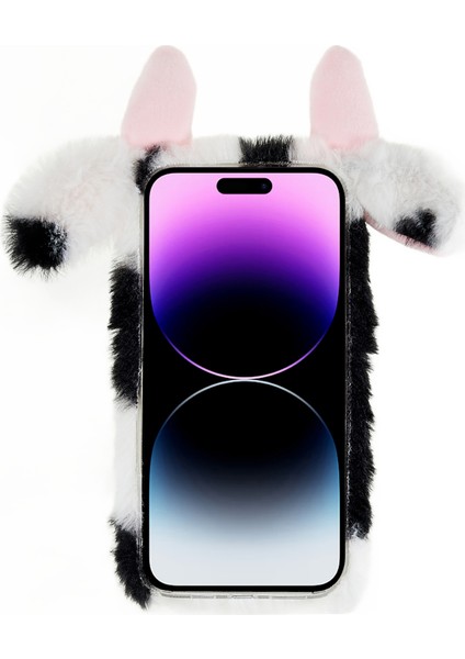 Iphone 14 Pro 14 Pro Şirin Süt Inek Kulak Kış Kırılıcı Yumuşak Tpu Kasa Kış Telefon Koruyucu Kabuk Black (Yurt Dışından)