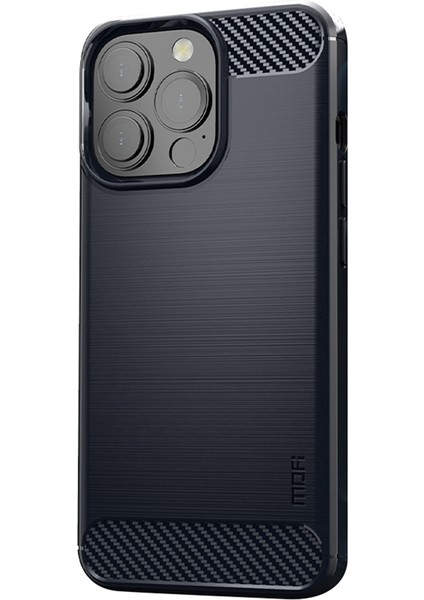 Iphone 14 Pro Telefon Kılıfı Için 6.1 Inç Önleme Önleyici Yumuşak Tpu Arka Kapak Fırçalanmış Yüzey Anti-Yağ Karbon Fiber Telefon Kılıf Mavisi (Yurt Dışından)