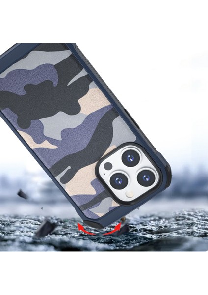 Iphone 14 Pro Telefon Kılıfı 6.1 Inç Kamuflaj Pu Deri Kaplamalı Telefon Arka Kapak Airgag Abs+Pc Koruyucu Koruma Kahverengi (Yurt Dışından) modelleri