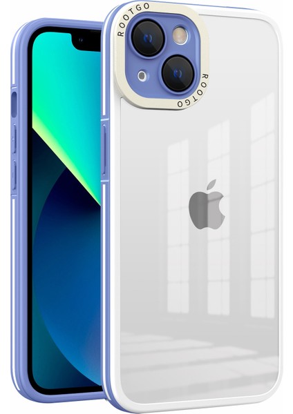 Iphone 14 Telefon Kasası 6.1 Inç Pc+Tpu Hibrit Şok Geçirmez Telefon Koruyucusu Cam Lens Kapak Periwinkle Mavi (Yurt Dışından)