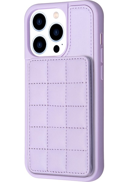 Iphone 14 Pro Pu Deri Kaplamalı Tpu Kickstand Kapak-Mor Için Kart Sahibi Telefon Kasası (Yurt Dışından)