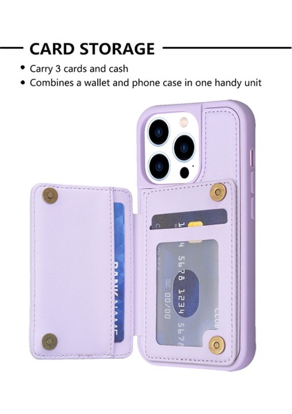 Iphone 14 Pro Pu Deri Kaplamalı Tpu Kickstand Kapak-Mor Için Kart Sahibi Telefon Kasası (Yurt Dışından) fırsatları