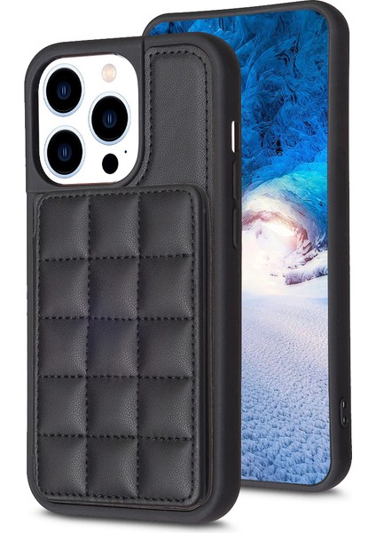 Iphone 14 Pro Pu Deri Kaplamalı Tpu Kickstand Cover-Black Için Kart Tutucu Telefon Kılıfı (Yurt Dışından)