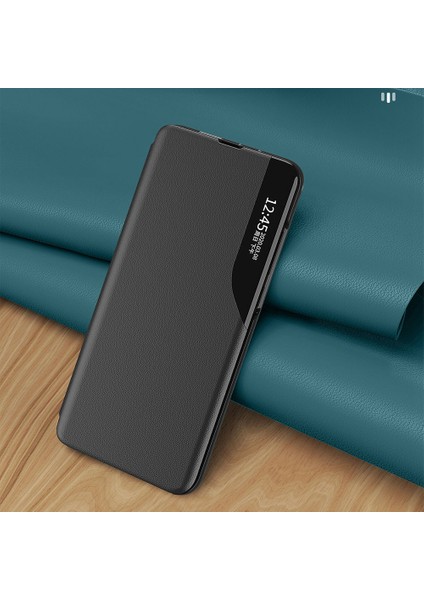 Iphone 14 Pro Telefon Kılıfı 6.1 Inç Anti-Çizgiye Karşı Görünüm Pencere Standı Özellik Bump Proof Deri Koruyucu Kabuk Sapfire (Yurt Dışından) fırsatları