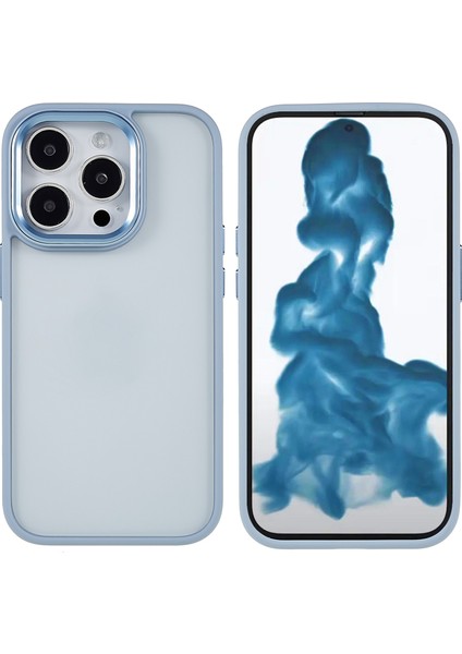 Iphone 14 Pro Telefon Kılıfı Için 6.1 Inç Arka Pc+Tpu Telefon Kapağı Metal Kamera Lens Çerçevesi Anti-Dirt Metal Düğmeleri Vaka Işık Mavi (Yurt Dışından)