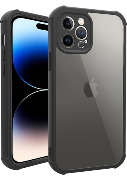 Iphone 14 Pro Phone Case Şok Geçirmez Kasa Anti-Fall Koruyucu Telefon Kapağı Hibrit Kılıf Desteği Kablosuz Şarj-Black (Yurt Dışından)